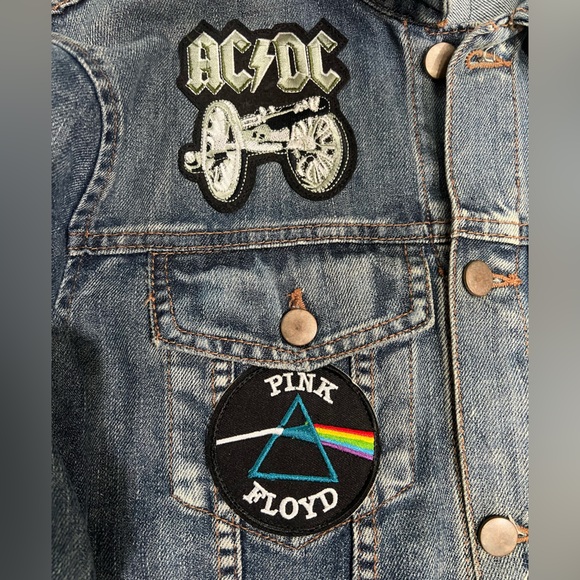 Elwood Garage Trucker Denim Jacket AC DC Pink Floyd LED Zeppelin Guns N Roses - Picture 5 of 9